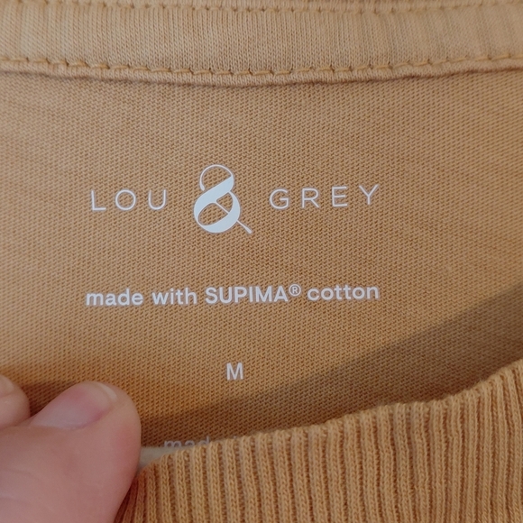 Lou & Grey Muted Mustard Yellow Supima Cotton Tee Curved Hem - Picture 3 of 6